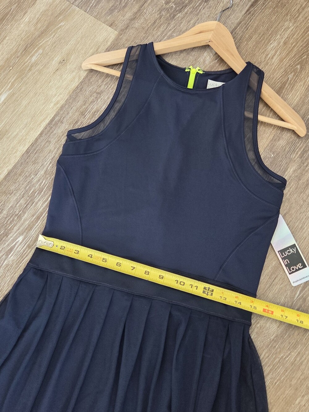 Lucky in Love Navy Blue Athletic Tennis Dress NWT Pleated Tennisprep Neon Zip-up - Picture 5 of 14